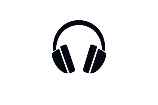 Minimalist black headphones isolated on a transparent background, ideal for illustrating music, audio, and technology concepts. png