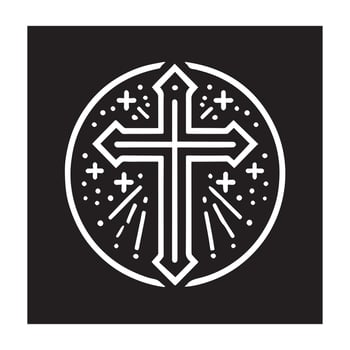 A bold, stylized black cross on a white background. vector