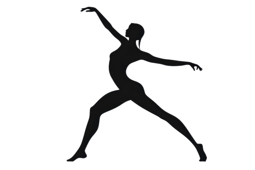Silhouette of a graceful dancer in a striking pose, showcasing elegance and balance against a plain background. png