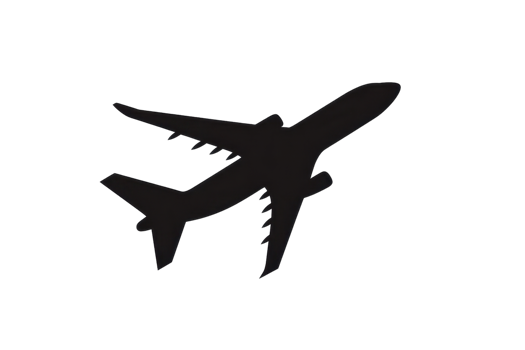Silhouette of a large airplane flying above the clear sky, symbolizing travel, adventure, and freedom in aviation. png