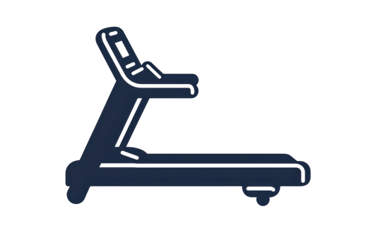 Silhouette of a treadmill on a transparent background, ideal for fitness, gym equipment, and exercise-related projects or designs. png