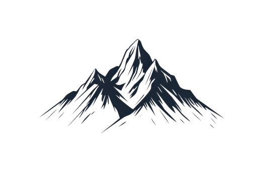 Minimalistic mountain illustration on transparent background, showcasing sharp peaks and natural elegance, perfect for design and art projects. png