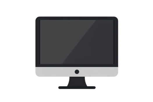 illustration of a modern desktop computer with a blank screen. Ideal for tech, business, and digital concepts. png