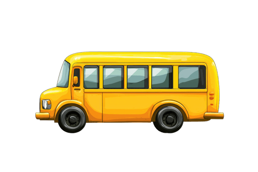 illustration of a bright yellow cartoon school bus isolated on a transparent background. Perfect for educational and transportation themes. png