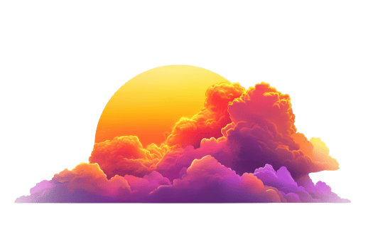 Vibrant digital artwork of a colorful sunset with pink and orange clouds. Ideal for creative projects and inspirational concepts. png