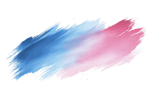 Vibrant watercolor brush stroke art in blue and pink, representing creativity and fluidity, perfect for artistic and design projects. png
