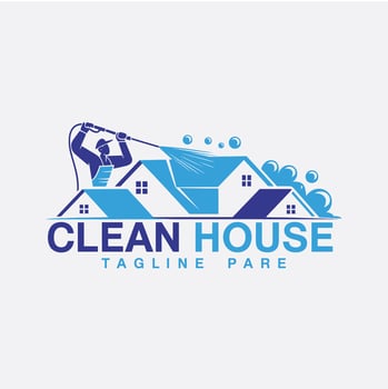 Power wash logo with house concept vector