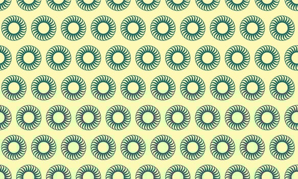 Elegant teal circular pattern on a pale yellow background. Perfect for website backgrounds, textile prints, or decorative elements. Clean, minimalist design with repeating geometric motifs. vector