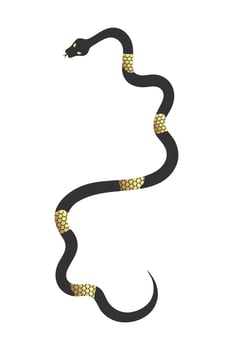 Abstract celestial black and golden snake. Golden scaled serpent vector