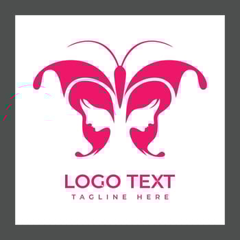 A stylized logo featuring a butterfly design, where the wings are formed by two human profiles facing each other vector