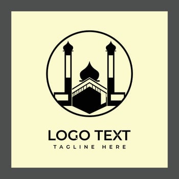 A circular logo featuring a stylized mosque with two minarets on either side and a dome in the center vector