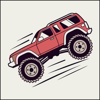 Monster Truck Off-Road Vehicle Cartoon Design vector