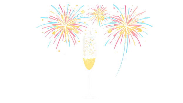 A glass of champagne with fireworks in it png