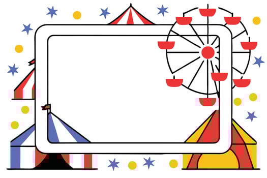 Carnival Festive Fun Fair Frame Ferris Wheel, Circus Tents vector