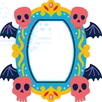 Dia de los Muertos Ornate Frame with Skulls and Bats vector