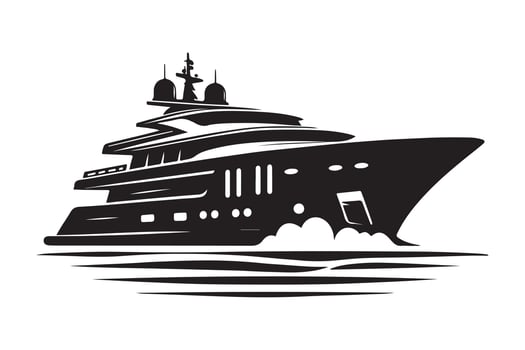 Simple and Modern Superyacht Silhouette Vectors Illustrations