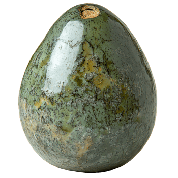 Beautiful jade stone shaped like an avocado displayed on a plain background, showcasing its natural patterns and colors isolated on transparent background png
