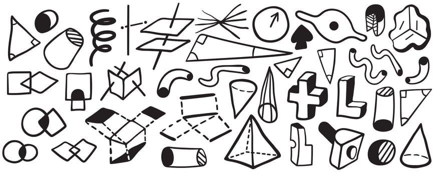 big set of abstract line forms vector