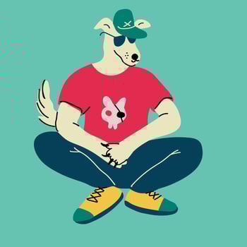 cool furry dog sit vector