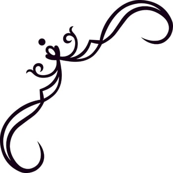 Elegant vintage flourish forming a corner with swirls, dots and floral elements, creating a sophisticated and decorative embellishment for various design purposes vector