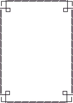 Black geometric pattern forming a rectangular frame with stepped edges and square corner elements on white background, ideal for certificates, diplomas, or decorative purposes vector