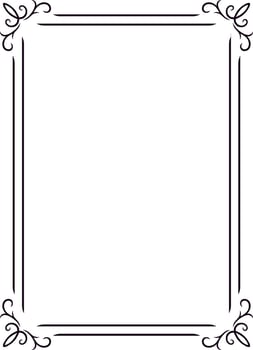 Elegant black rectangular border featuring floral corners enhances a white background, creating ample copy space for text or images, perfect for various design applications vector