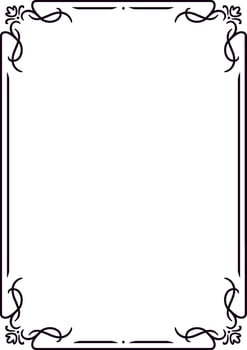 Classic decorative frame with floral corners and elegant swirls creating a sophisticated border around a blank space, ideal for certificates, invitations or announcements vector