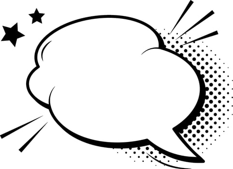 Cartoon comic style exploding speech bubble featuring stars and a halftone pattern, expressing an idea or emotion with ample white copy space for text or messages vector
