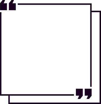 Double quotation marks are framing a blank space inside a square frame with double lines, creating a simple and elegant design for quotations vector