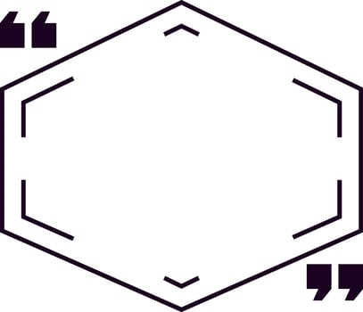 Quotation marks framing a hexagonal empty space, suggesting the act of quoting text and citing a paragraph, while providing ample copy space for creative expression vector