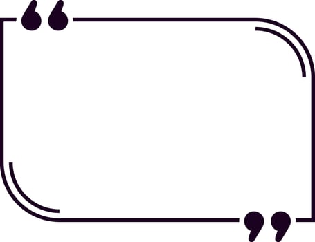 Empty rectangular quote frame featuring quotation marks in the top left and bottom right corners, providing a blank canvas for text on a clean white background vector