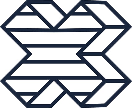 Creating a geometric optical illusion, this impossible figure forms an x with parallel lines, perfect for use in illustrations, logos, and modern backgrounds vector