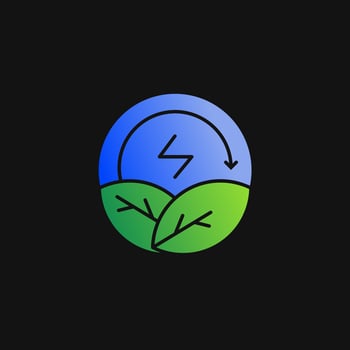 Eco energy with leaf and looping arrow icon solid gradient, free energy, ecology, renewable and green energy concept. Gradient Solid icon. vector