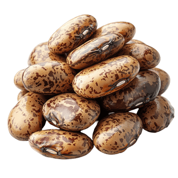 Pile of dried pinto beans showcasing unique speckled patterns and earthy tones in a natural display isolated on transparent background png