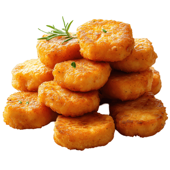 Deliciously crispy golden potato cakes stacked high on a white background ready to be served at a gathering isolated on transparent background png