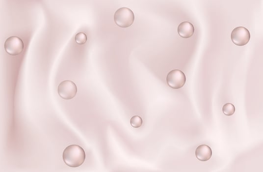 Realistic texture of pink silk background with seamless pattern of pleats and pearl beads vector