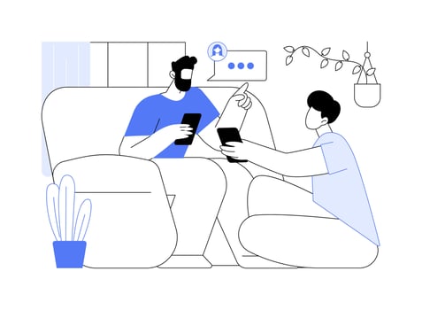 Sharing thoughts isolated cartoon illustrations. vector