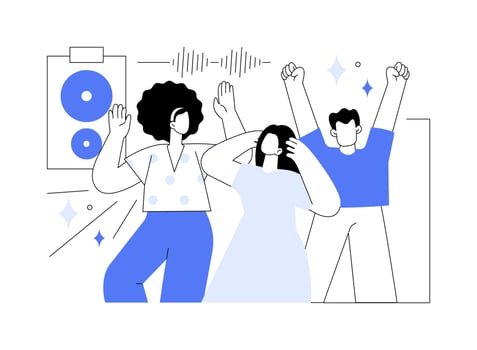 Dance music fest isolated cartoon illustrations. vector
