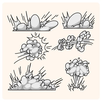 Cartoon Explosion Effects, Cartoon Smoke Clouds with background cream vector