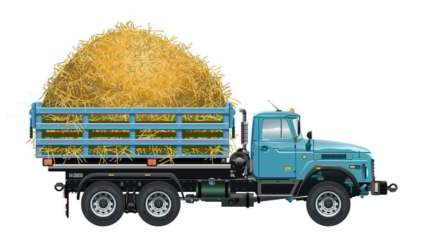 Grass transport truck Farm truck semi medium car for transporting agriculture and livestock 3D illustration vector