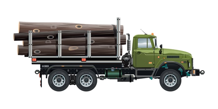 Logging Truck Loaded with Freshly Cut Logs 3D illustration vector