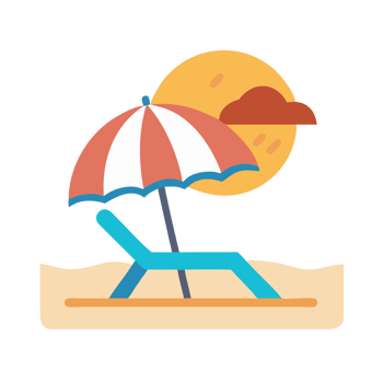 Relaxing at the beach umbrella and chair setup sandy shore iconic design sunny day aesthetic viewpoint png