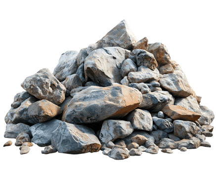 Rough-Hewn Stone Pile An Uneven Arrangement of Weathered Rocks and Stones png