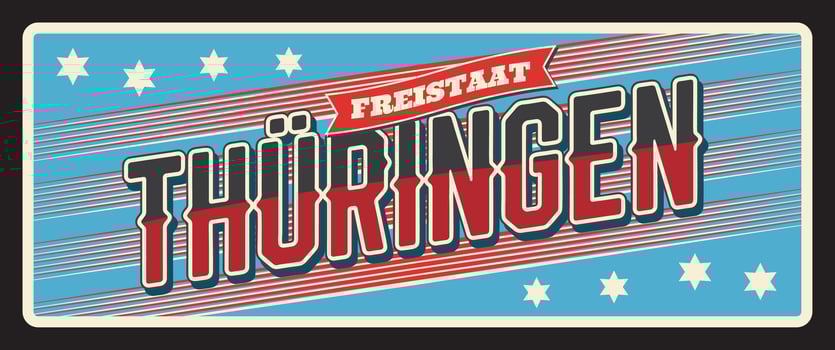 Germany Thuringen German city retro travel plate vector