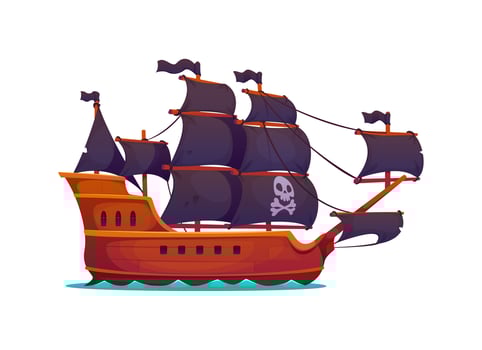 Corsair pirate ancient brigantine sail ship vector