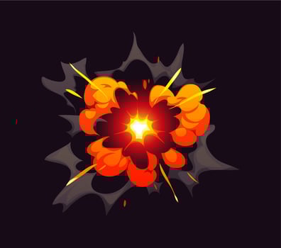 Bomb blast explosion effect of cartoon boom clouds vector