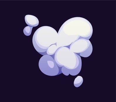 Smoke cloud, cartoon puff effect, comic fume blow vector