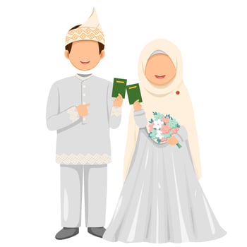 Bridal couple holding marriage book vector