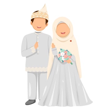 Muslim bride and groom with love sign vector