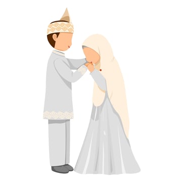 The bride kisses the groom's hand vector